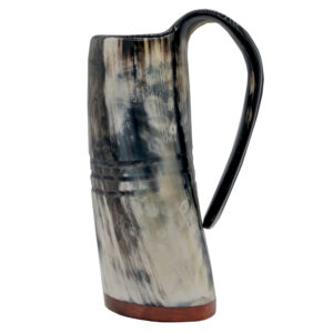 Engraved Ox Horn Drinking Tankard