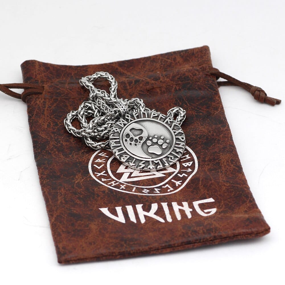 Bear Paw and Runes Necklace in Steel 2 Bear Paw and Runes Necklace in Steel - Image 2