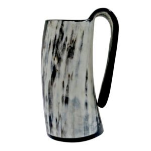 Black and White Ox Horn Viking Mug