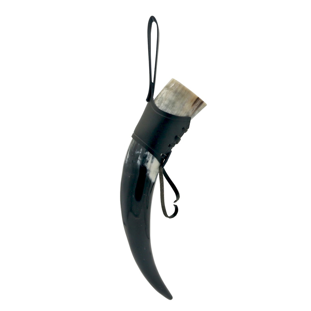 Black Viking Drinking Horn with Strap 1 Black Viking Drinking Horn with Strap