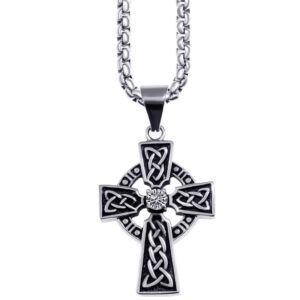 Celtic Cross Necklace with Centre Stone