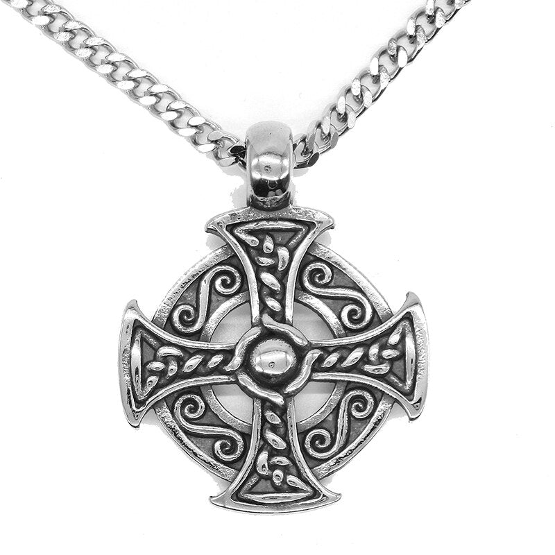 Celtic Cross Viking Necklace in Steel 1 Celtic Cross Viking Necklace in Steel