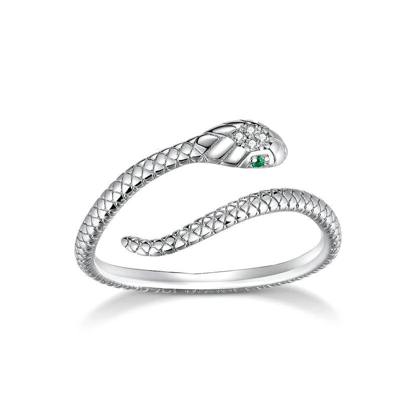 Emerald-Set Serpent Ring in 925 Silver 1 Emerald-Set Serpent Ring in 925 Silver