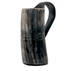 Engraved Ox Horn Beer Tankard