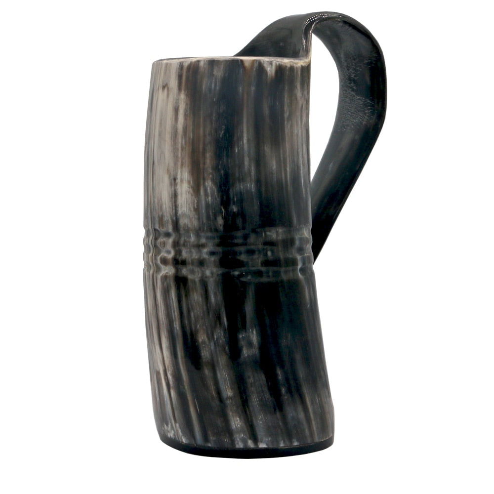 Engraved Ox Horn Beer Tankard 1 Engraved Ox Horn Beer Tankard
