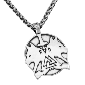 Fenrir and Valknut Wolf Necklace