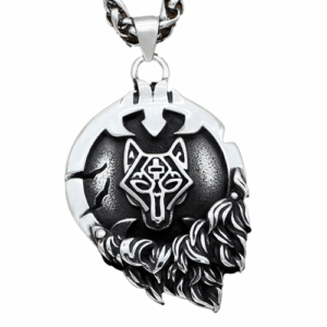 Fenrir Wolf and Shield Necklace