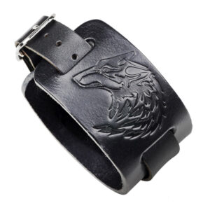 Fenrir Wolf Leather Bracelet