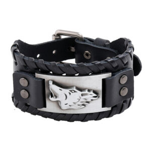 Fenrir Wolf Leather Cuff