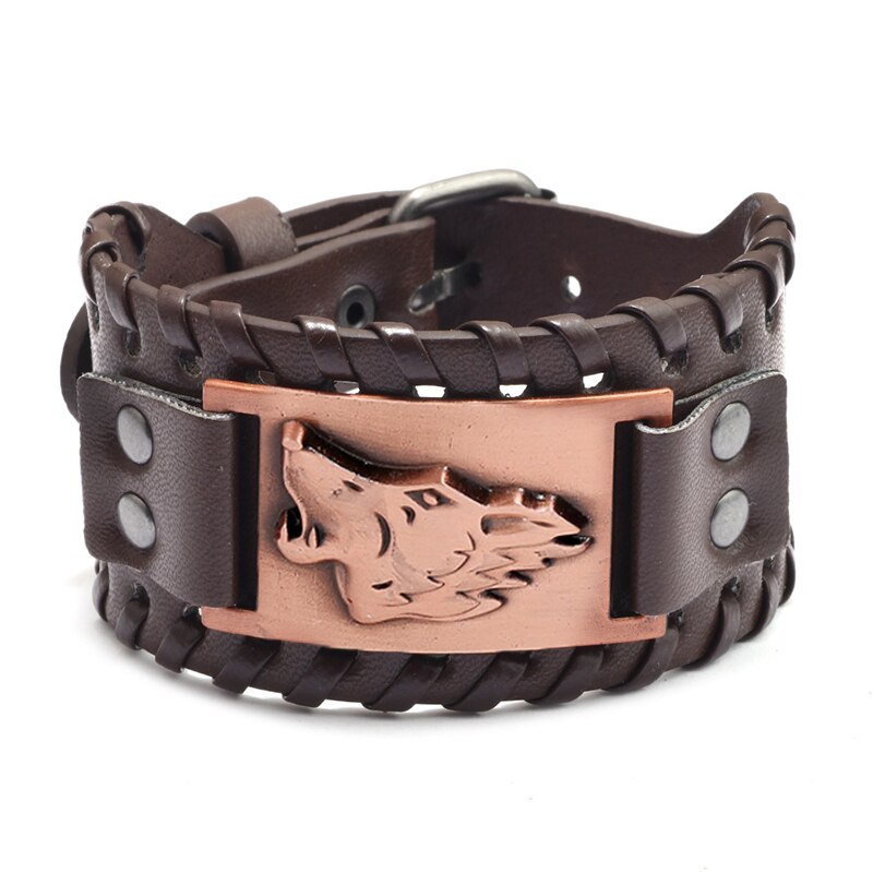 Fenrir Wolf Leather Cuff 2 Fenrir Wolf Leather Cuff - Image 2