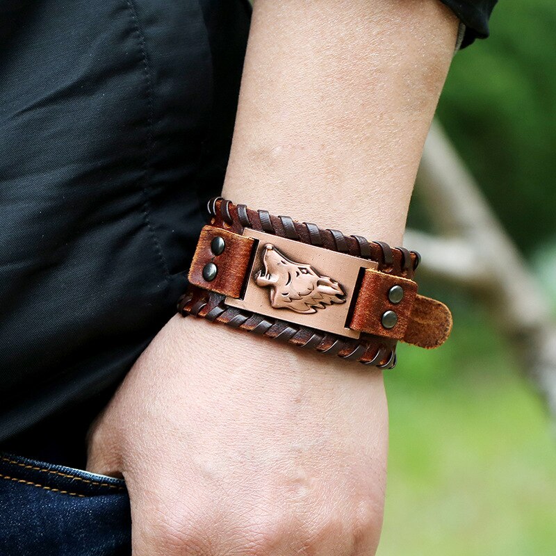 Fenrir Wolf Leather Cuff 4 Fenrir Wolf Leather Cuff - Image 4