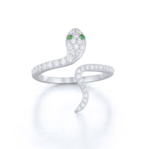 Gold-Plated Serpent Ring with Zirconia