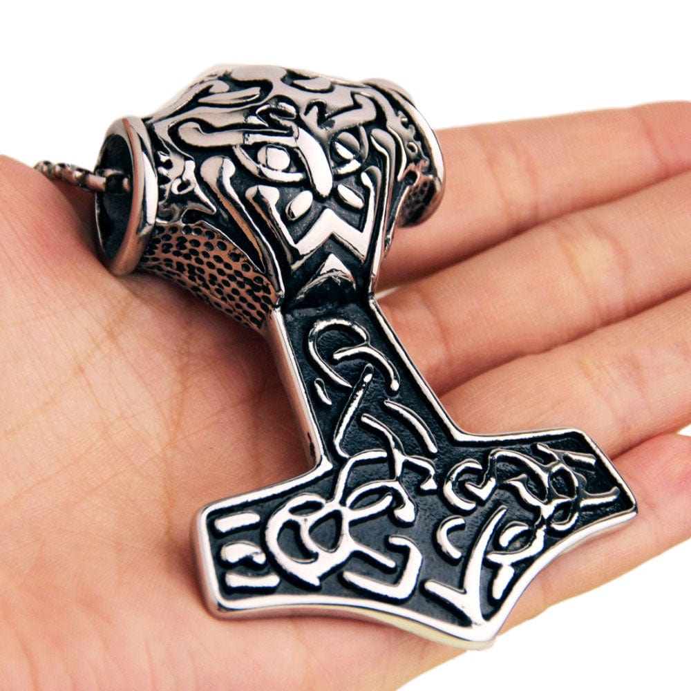 Large Mjolnir Pendant in Stainless Steel 2 Large Mjolnir Pendant in Stainless Steel - Image 2