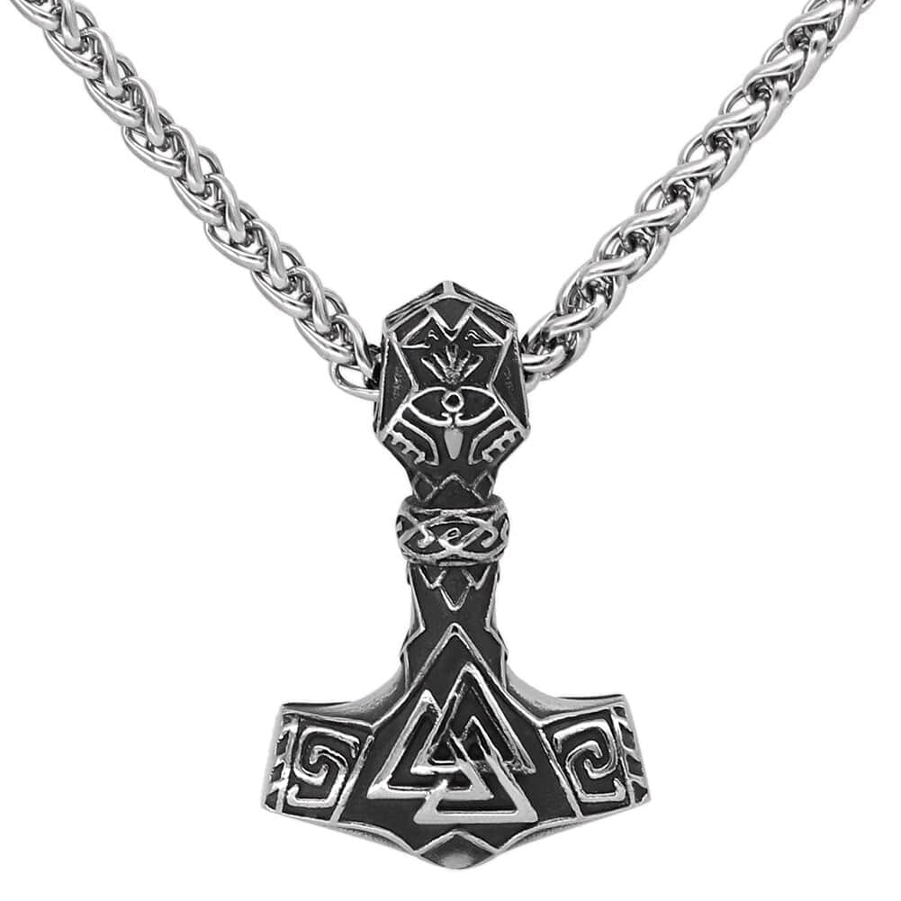 Mjolnir and Valknut Amulet Necklace 1 Mjolnir and Valknut Amulet Necklace