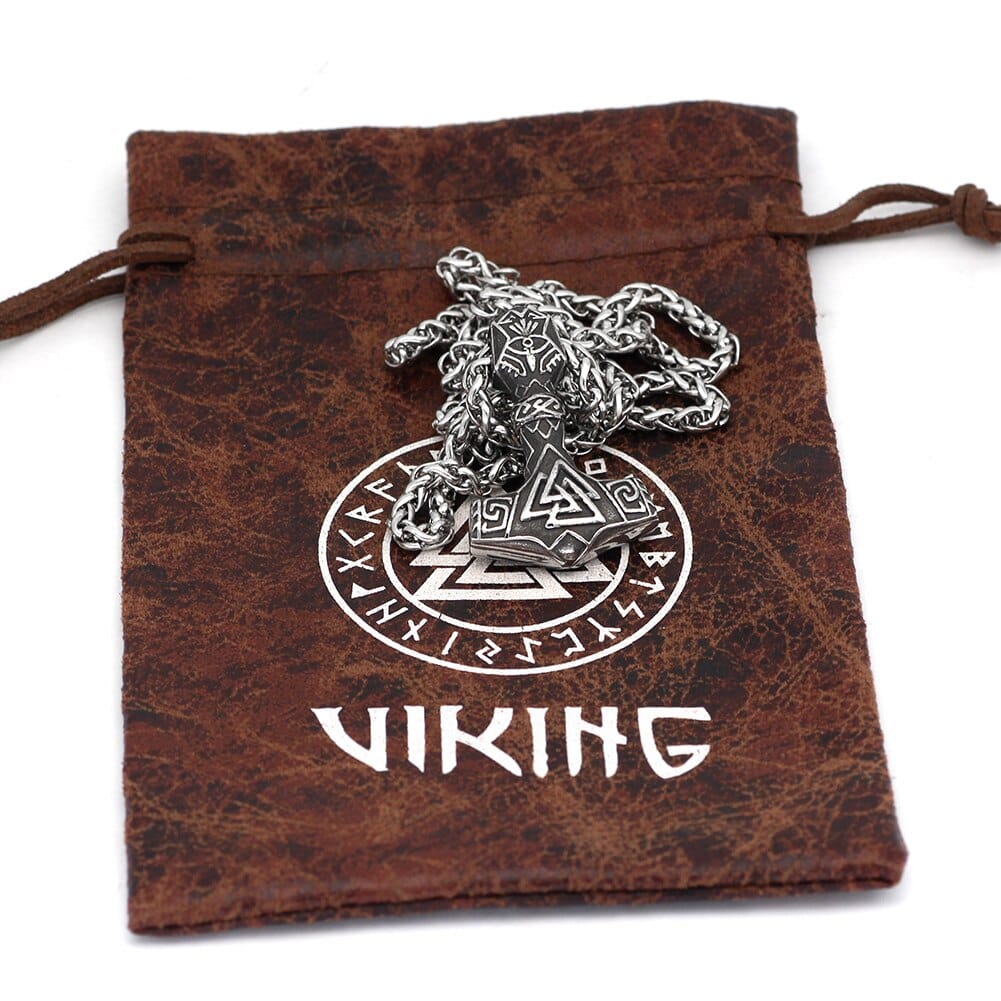 Mjolnir and Valknut Amulet Necklace 2 Mjolnir and Valknut Amulet Necklace - Image 2