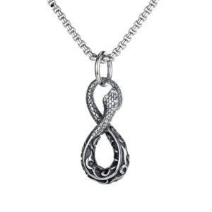 Ouroboros Serpent Necklace in Steel