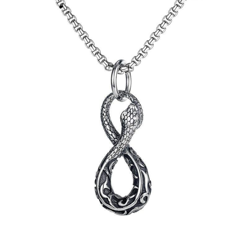 Ouroboros Serpent Necklace in Steel 1 Ouroboros Serpent Necklace in Steel