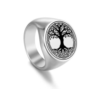 Tree of Life and Celtic Motif Signet Ring