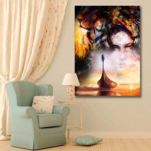 Longship & Face Viking Canvas