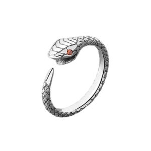 Ruby-Eye Serpent Ring in 925 Silver