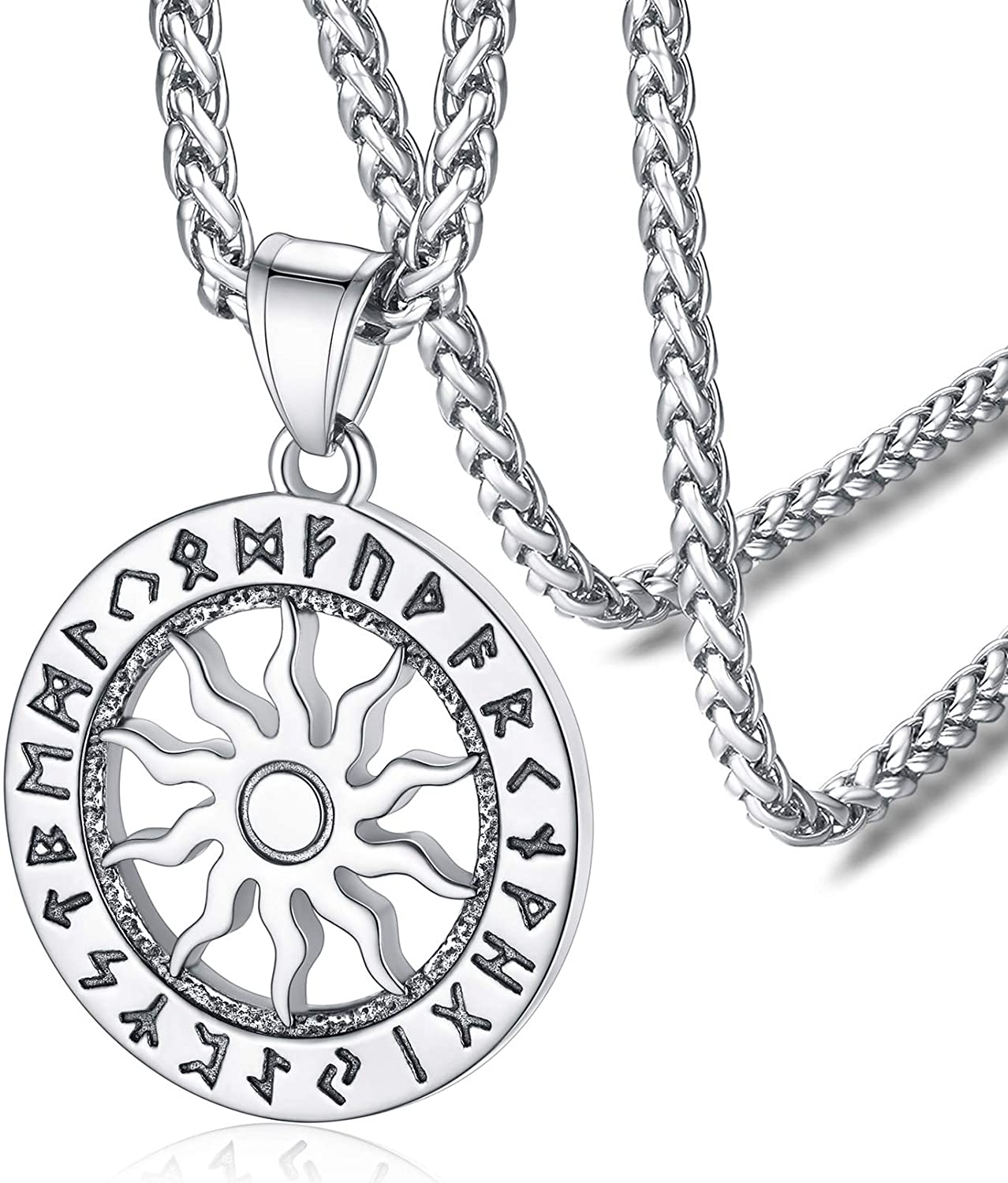 Runic Sun Necklace in Stainless Steel 1 Runic Sun Necklace in Stainless Steel