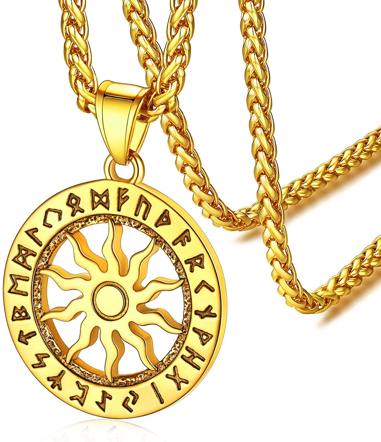 Runic Sun Necklace in Stainless Steel 2 Runic Sun Necklace in Stainless Steel - Image 2