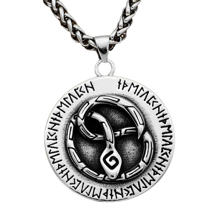 Serpent and Runes Necklace in Steel 1 Serpent and Runes Necklace in Steel