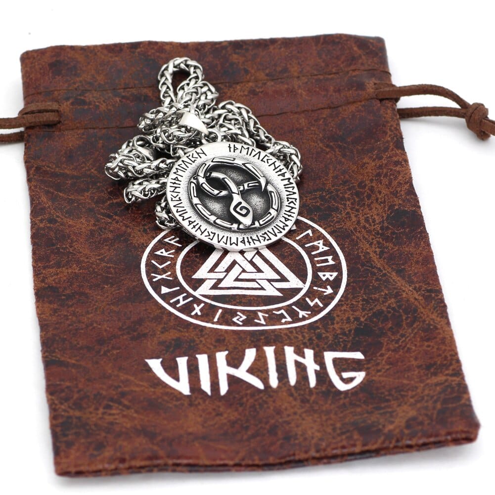 Serpent and Runes Necklace in Steel 2 Serpent and Runes Necklace in Steel - Image 2