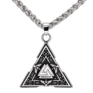 Valknut and Ravens Necklace in Steel