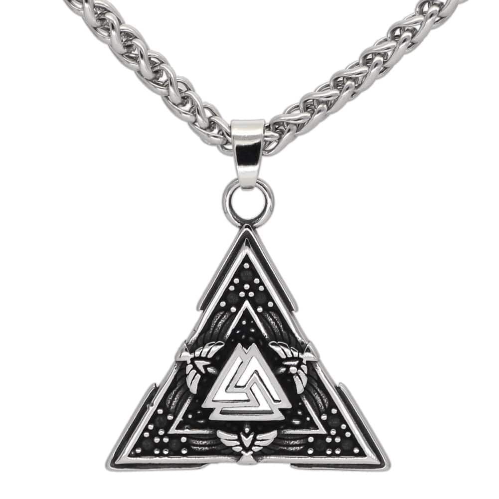 Valknut and Ravens Necklace in Steel 1 Valknut and Ravens Necklace in Steel