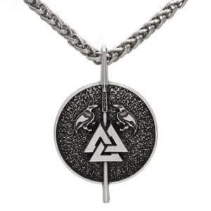 Valknut and Ravens Steel Pendant