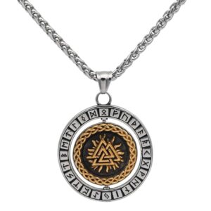 Valknut and Runes Necklace in Steel