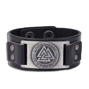 Valknut Leather Viking Bracelet