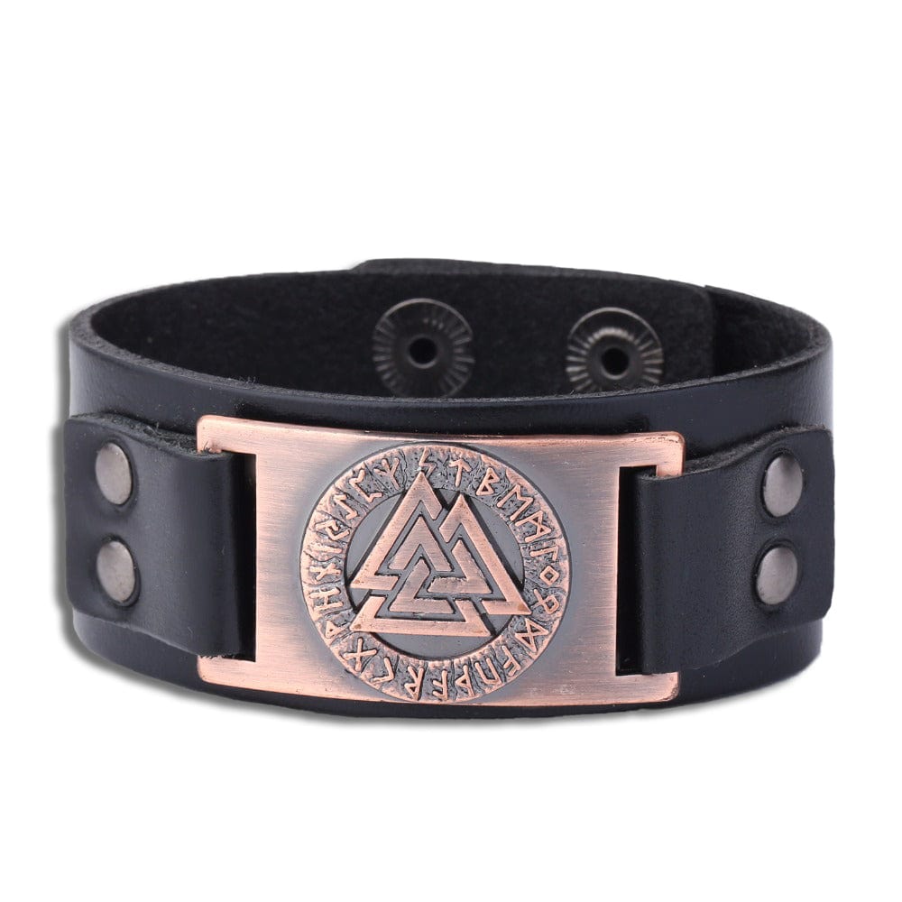 Valknut Leather Viking Bracelet 2 Valknut Leather Viking Bracelet - Image 2