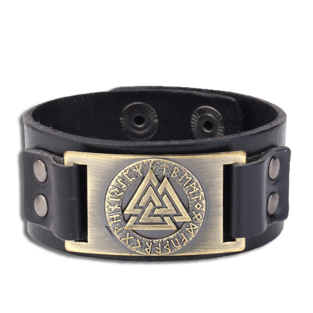 Valknut Leather Viking Bracelet 3 Valknut Leather Viking Bracelet - Image 3