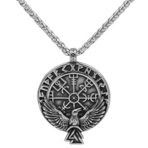 Vegvisir and Raven Viking Pendant