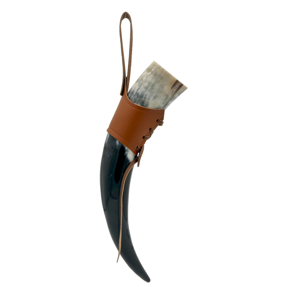 Viking Drinking Horn with Brown Leather Tie 1 Viking Drinking Horn with Brown Leather Tie