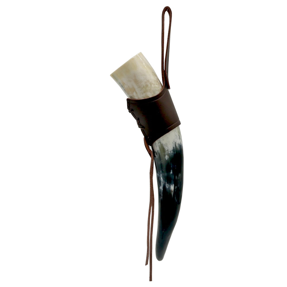 Viking Drinking Horn with Leather Strap 1 Viking Drinking Horn with Leather Strap