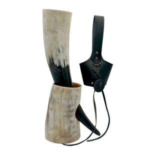 Viking Drinking Horn with Stand and Black Strap