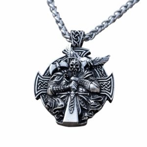 Warrior and Raven Celtic Cross Pendant