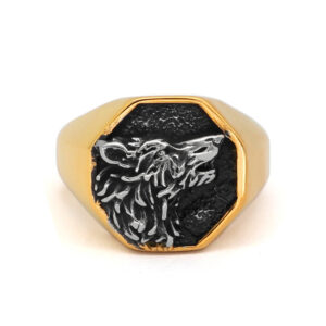 Viking Engraving Wolf Ring