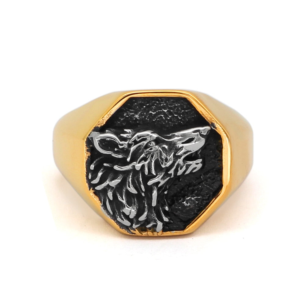 Viking Engraving Wolf Ring 1 Viking Engraving Wolf Ring