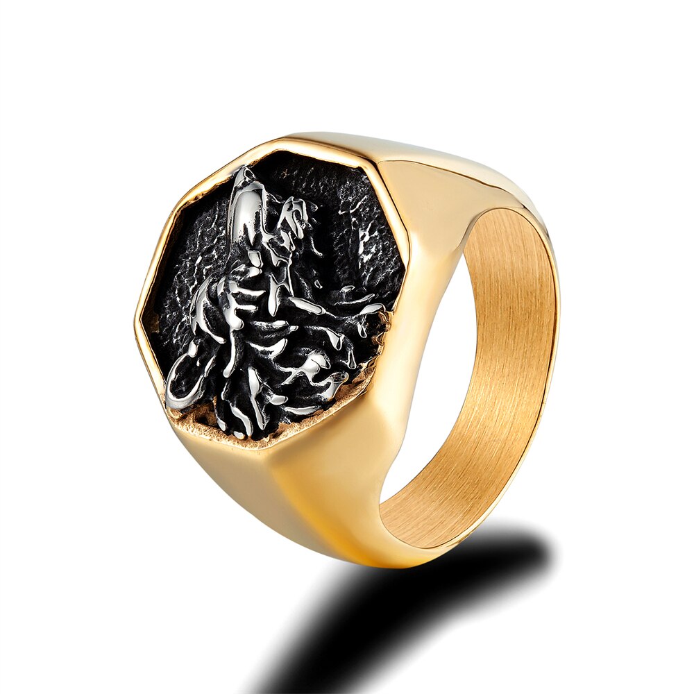 Viking Engraving Wolf Ring 2 Viking Engraving Wolf Ring - Image 2