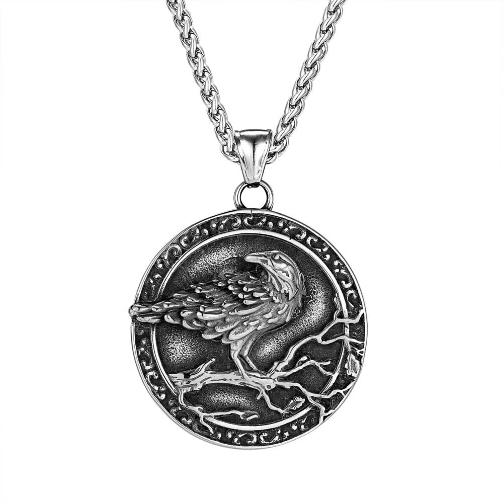 Viking Raven God Odin Stainless Steel Necklace 1 Viking Raven God Odin Stainless Steel Necklace