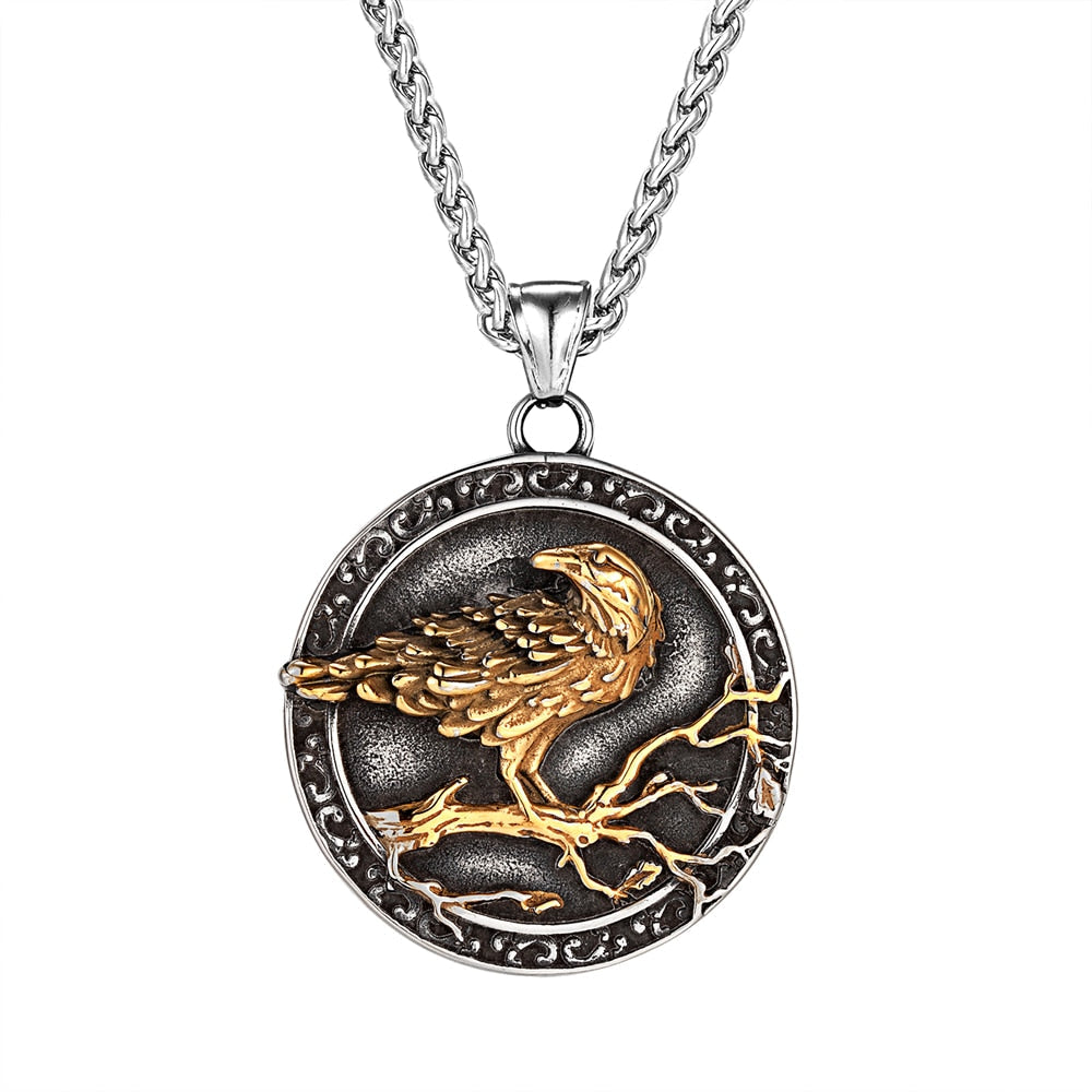 Viking Raven God Odin Stainless Steel Necklace 2 Viking Raven God Odin Stainless Steel Necklace - Image 2