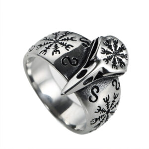 Viking Skull Raven Ring