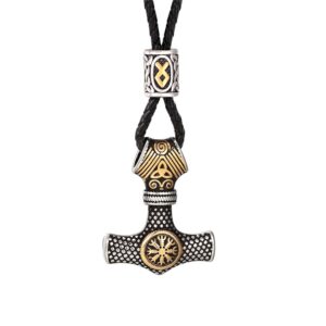 Viking Thor's Hammer Helm of Awe Necklace