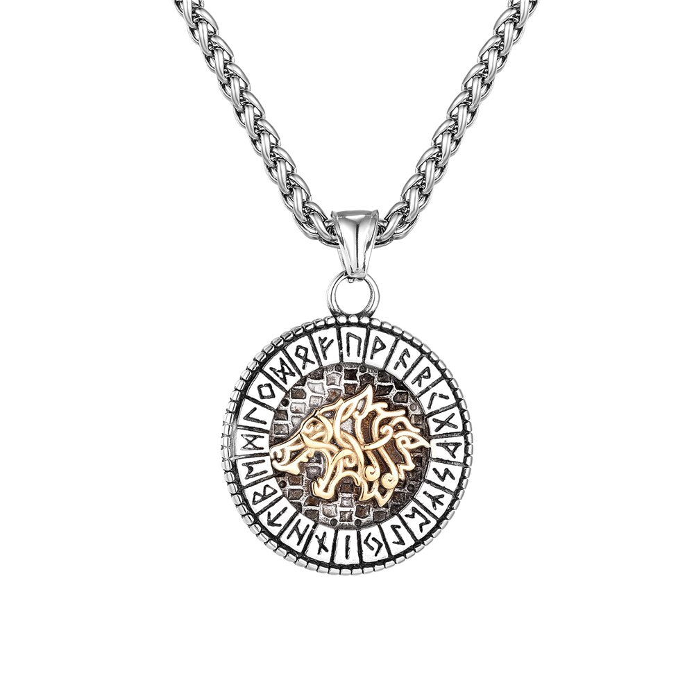 Viking Wolf Runes Necklace 1 Viking Wolf Runes Necklace